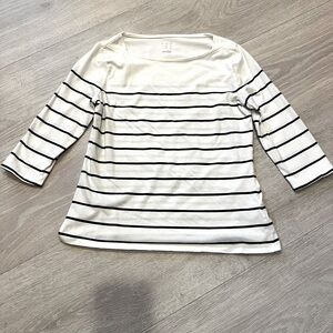 A New Day White and Black Striped Blouse